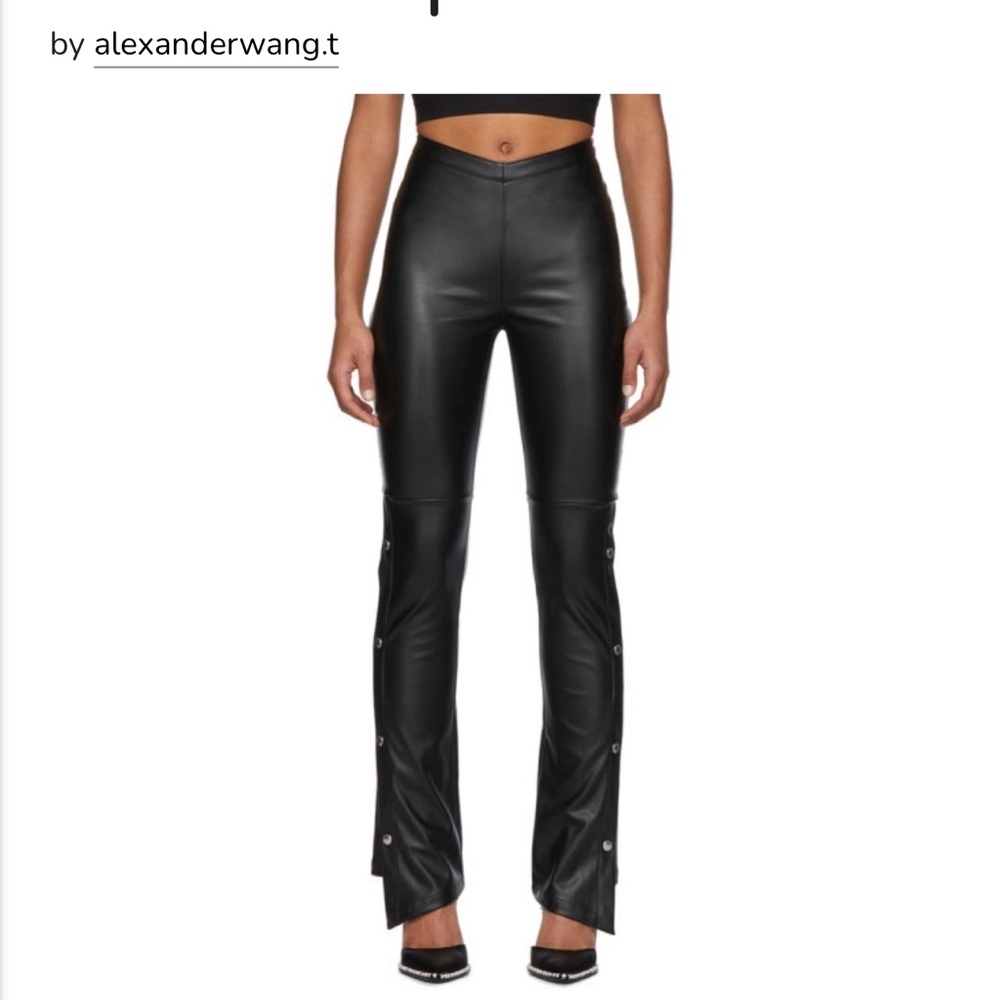 Alexander Wang Black Faux-Leather Snap Pants US 6